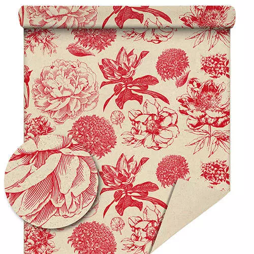 rouleau de papier d'herbe avec imprimé floral rouge