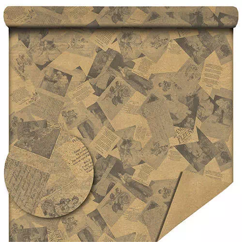 rouleau papier kraft avec motif vieux journal gris