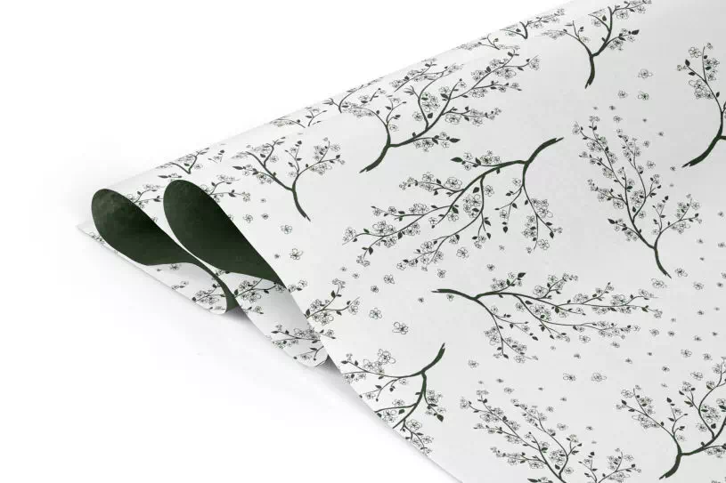 rouleau de papier minéral au motif floral vert